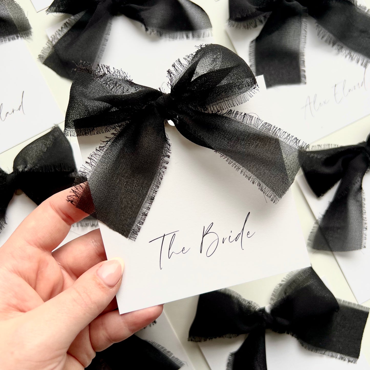 Square Poppy Place Card With Black Bow