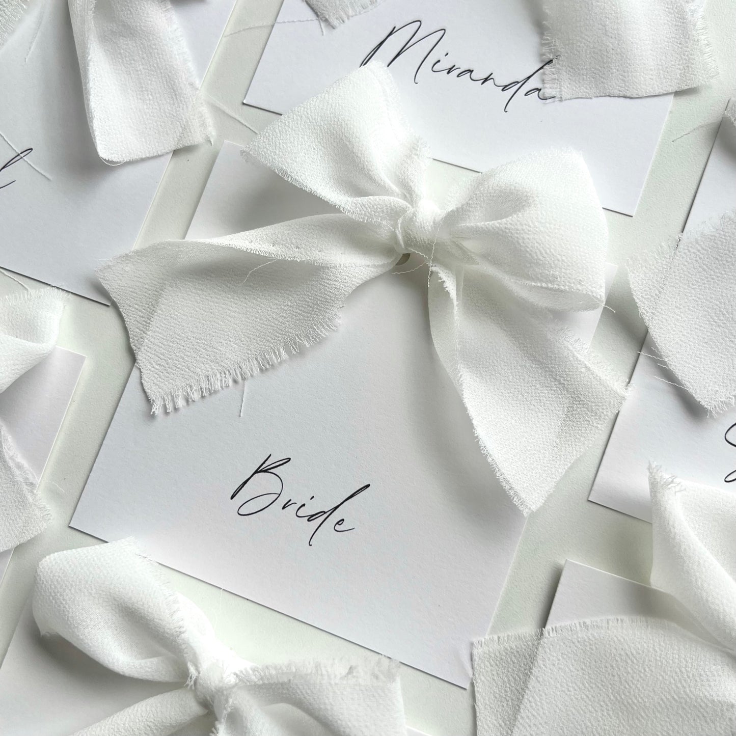 Square Poppy Place Card With White Bow