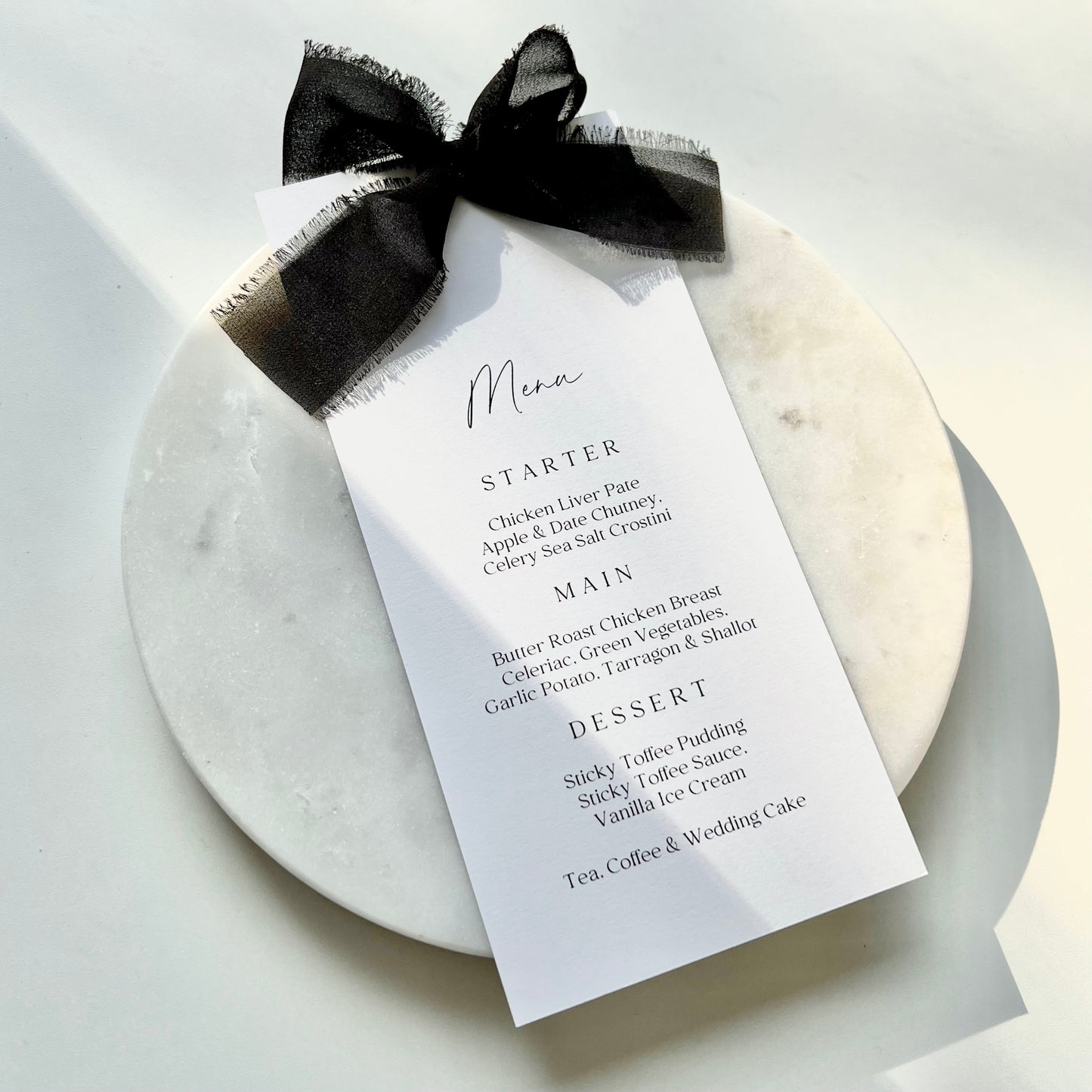 Poppy Menu Card With Black Bow