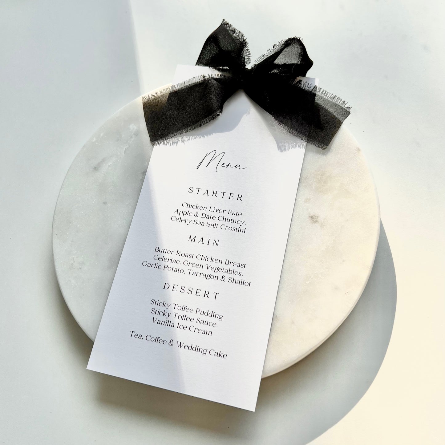 Poppy Menu Card With Black Bow