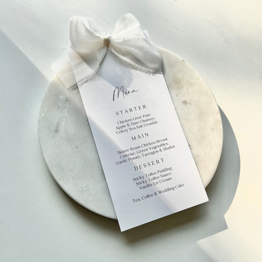 Poppy Menu Card With White Bow