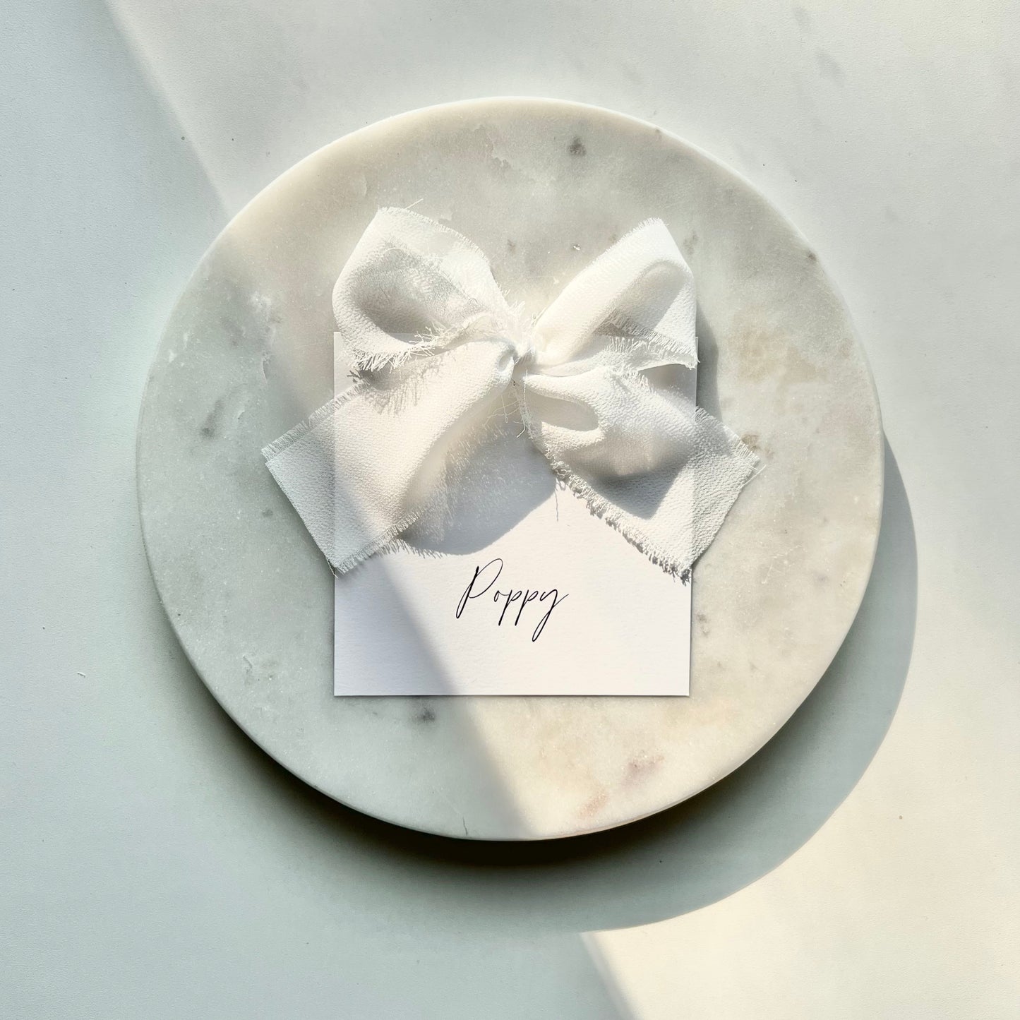 Square Poppy Place Card With White Bow