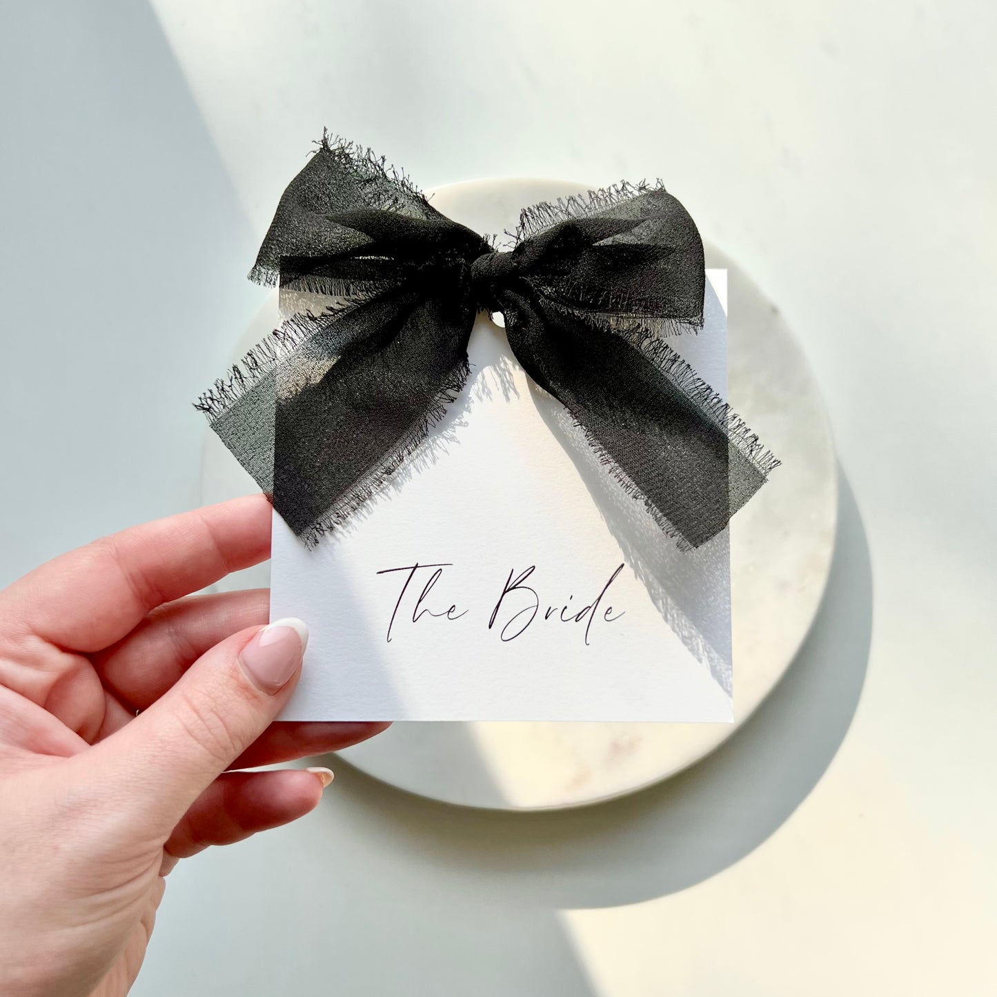 Square Poppy Place Card With Black Bow