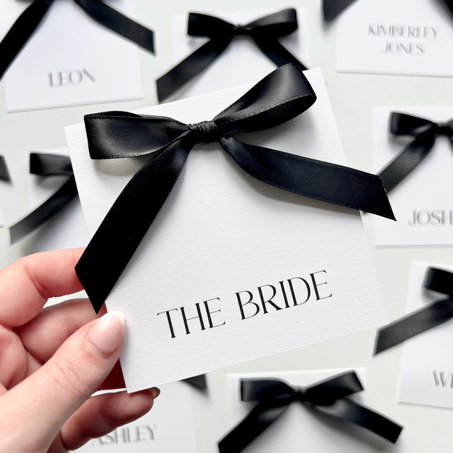 Square Ivy Place Card With Black Bow