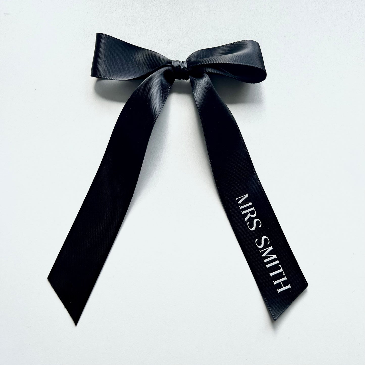 Pre Tied Black Satin Bow Place Names