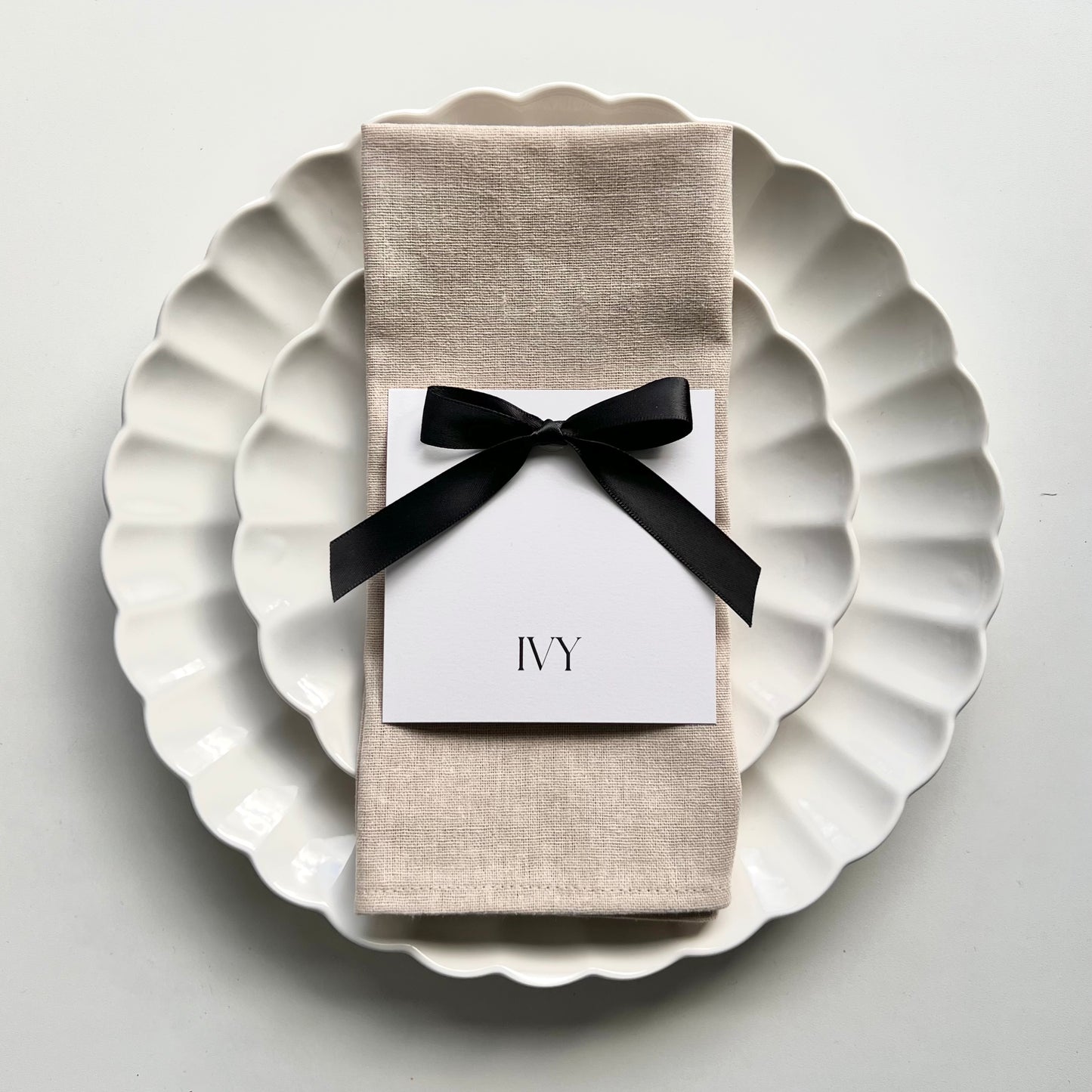 Square Ivy Place Card With Black Bow