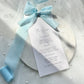 Poppy Menu Place Card With Blue Bow