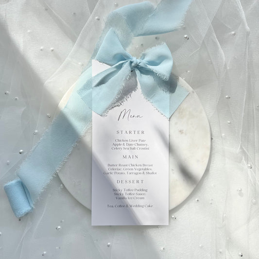 Poppy Menu Card With Blue Bow