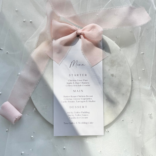 Poppy Menu Card With Pink Bow