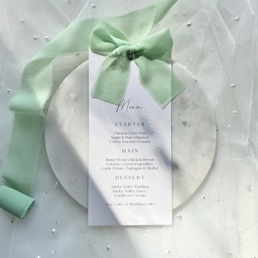 Poppy Menu Card With Green Bow