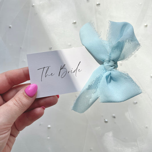 Poppy Place Card With Blue Bow
