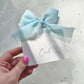 Square Poppy Place Card With Blue Bow