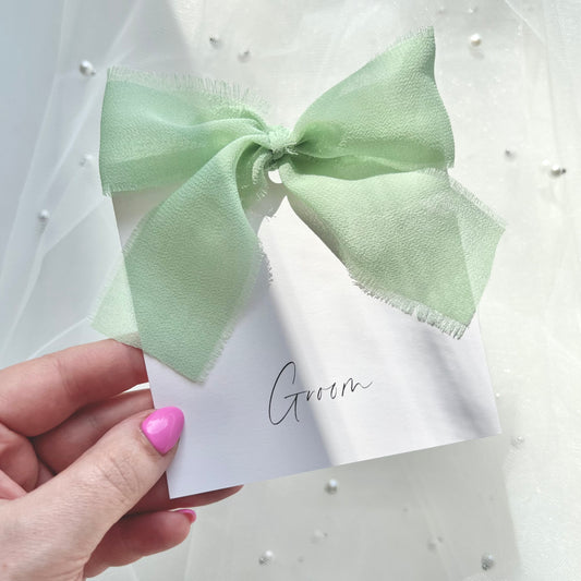 Square Poppy Place Card With Green Bow