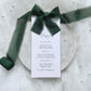 Poppy Menu Place Card With Dark Green Bow