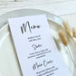 Amelia Menu Cards