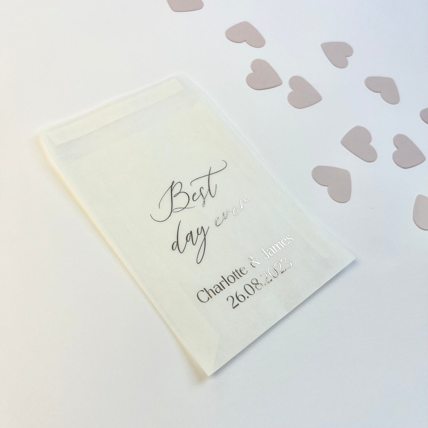 Classic Best Day Ever Foiled Glassine Bags For Confetti