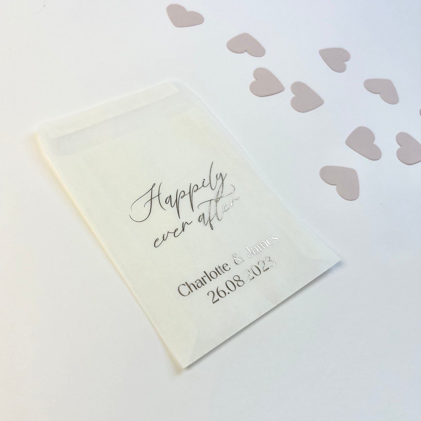 Classic Happily Ever After Foiled Glassine Bags For Confetti