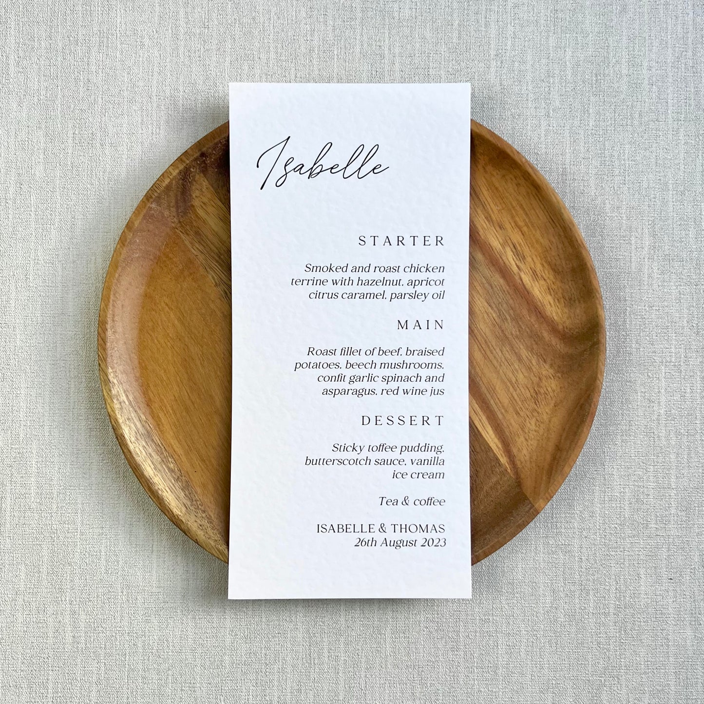 Isabelle Menu Place Cards