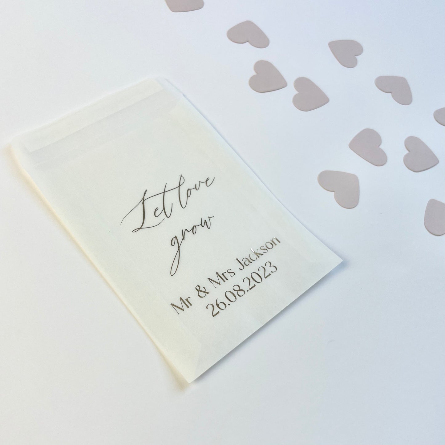 Classic Let Love Grow Foiled Glassine Bags For Seed Favours