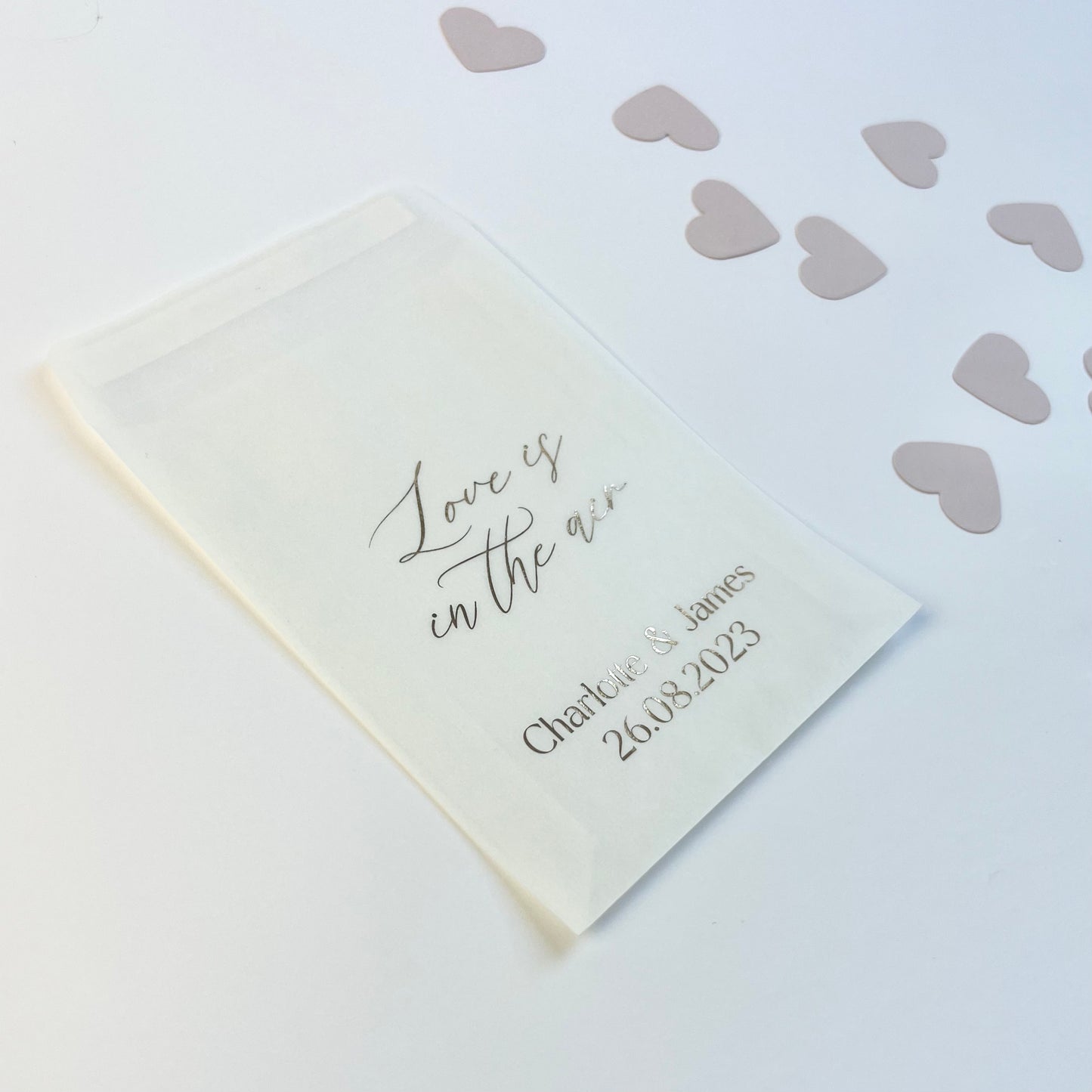 Classic Love Is In The Air Foiled Glassine Bags For Confetti