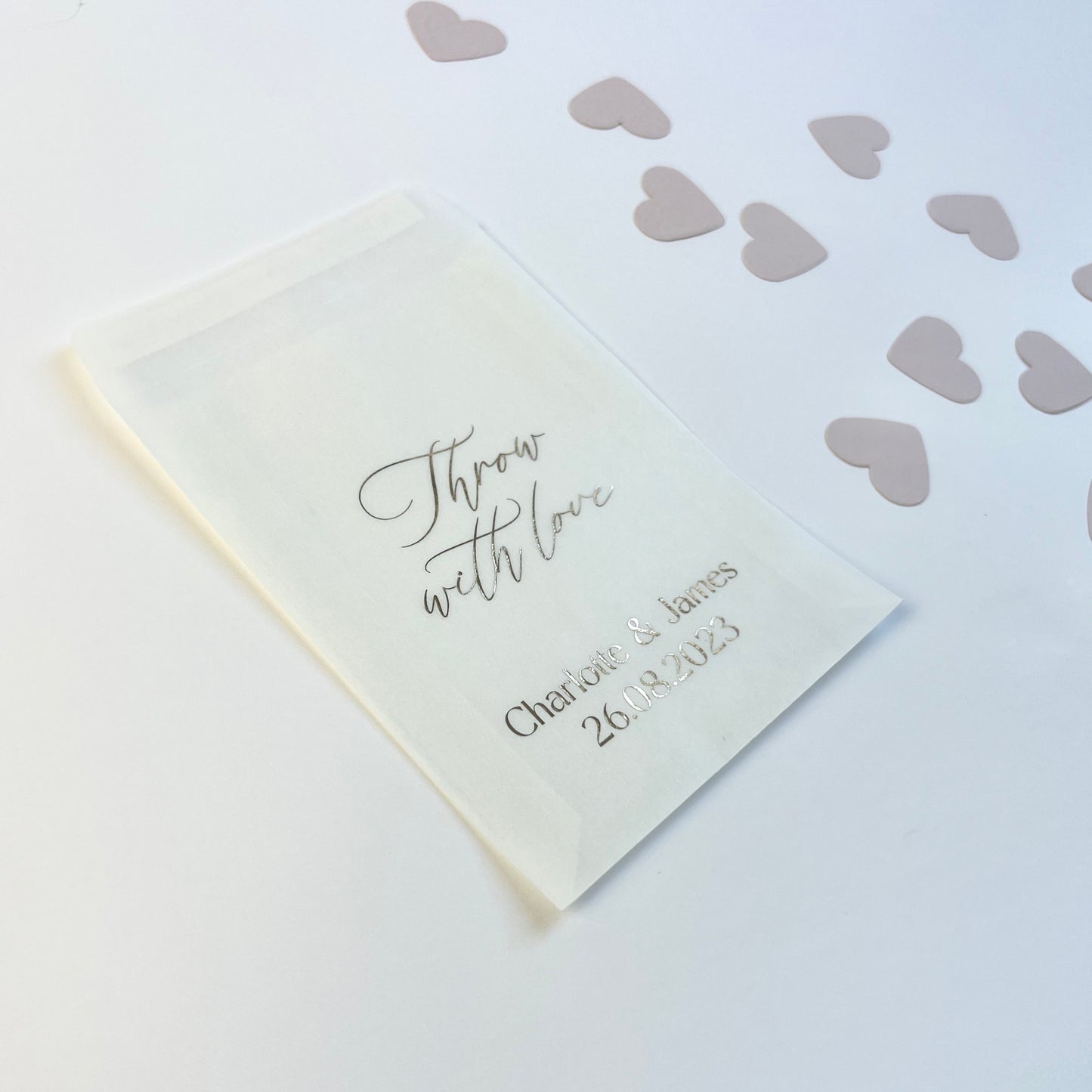 Classic Throw With Love Foiled Glassine Bags For Confetti